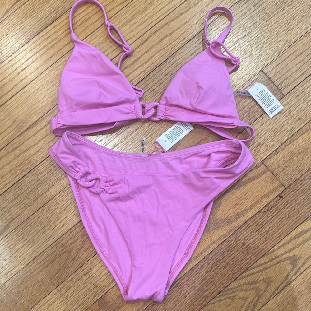 Vitamin A bubblegum Pink Luxe Link Bikini Set